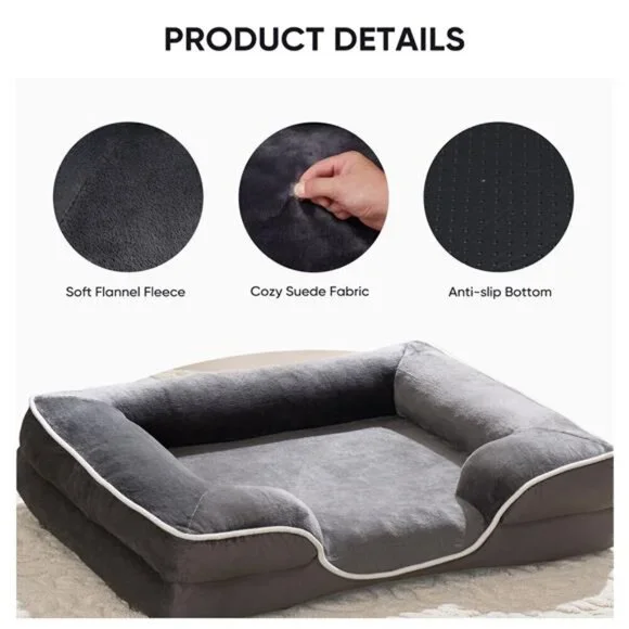 Dog Bed 24"x18" Orthopedic Dog Sofa Bed Small, Supportive Foam Pet Couch - Picture 3 of 5
